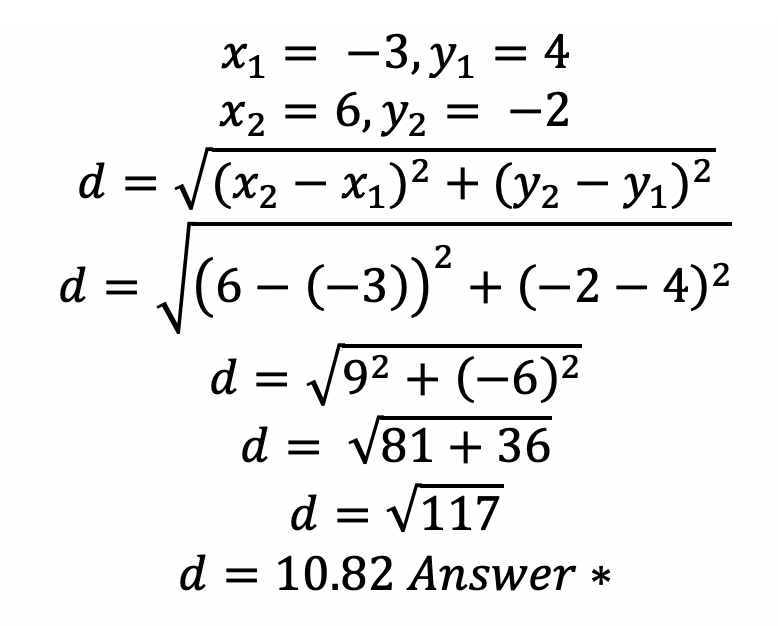 distance formula example