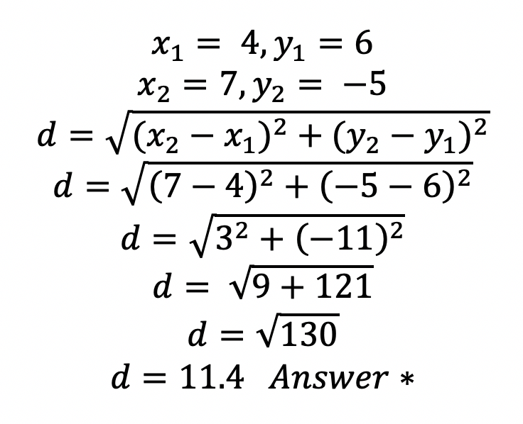 distance formula example