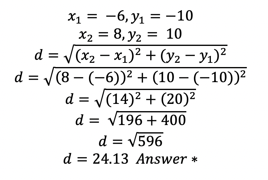 distance formula example