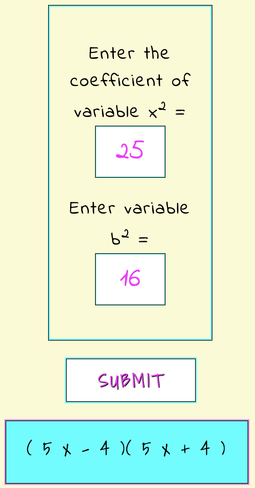 Factoring The Difference Of Two Squares